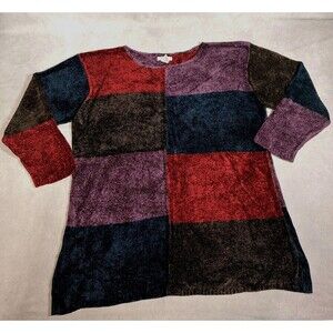 Rosanna Woman Size 3x Multicolor Knitted Patchwork Color Block Sweater